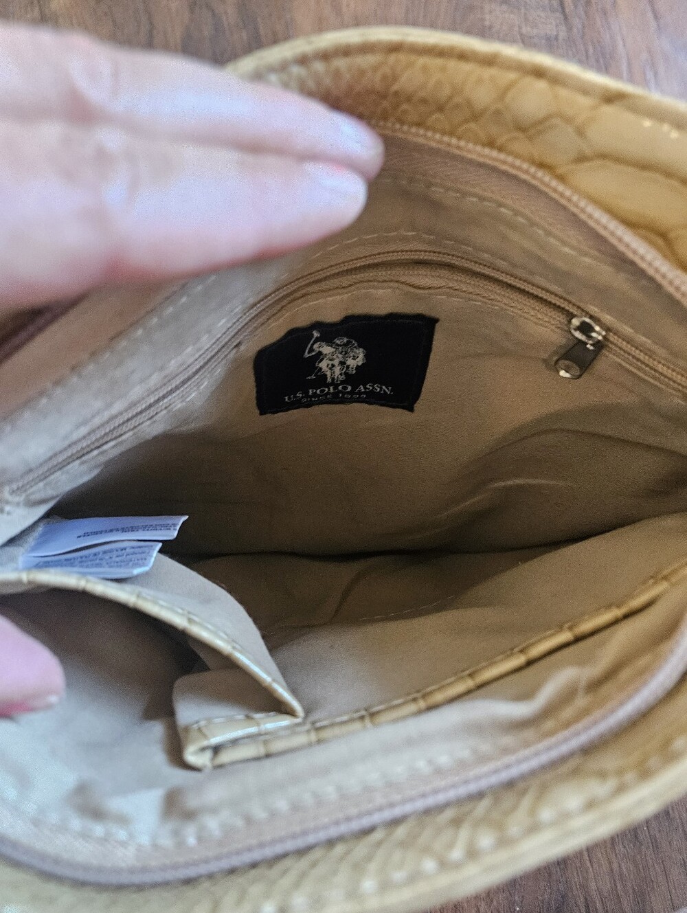 U.S. Polo Assn. Beige and Brown Monogram Crossbody Bag - Picture 10 of 10